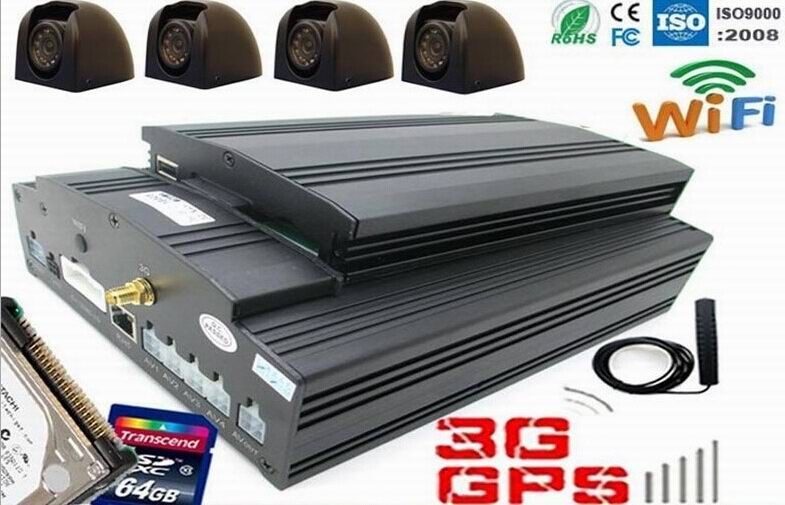 Car / Bus / Truck 4CH real time HDD 3G Mobile DVR with GPS WIFI & G-sensor